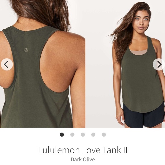 NEW Lululemon Love Tank II Dark Olive 2018 Style: W1AWYS $38 Pima Cotton 6 - Picture 1 of 8
